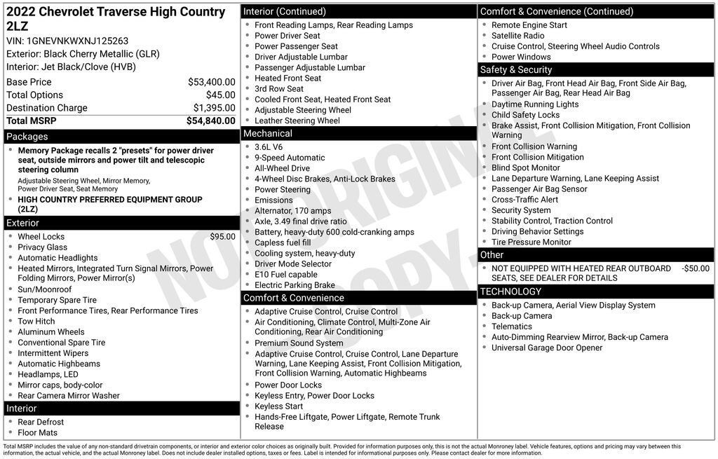 Used 2022 Chevrolet Traverse High Country image 10