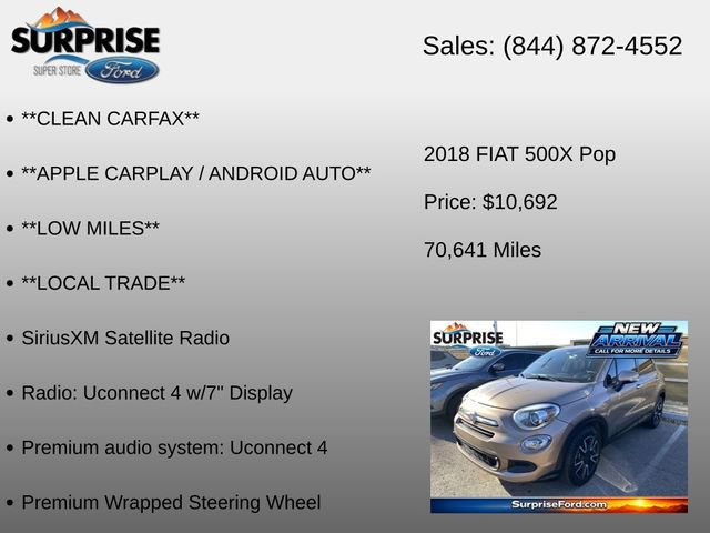 Used 2018 FIAT 500X Pop w/ Popular Equipment Group FWD image 15