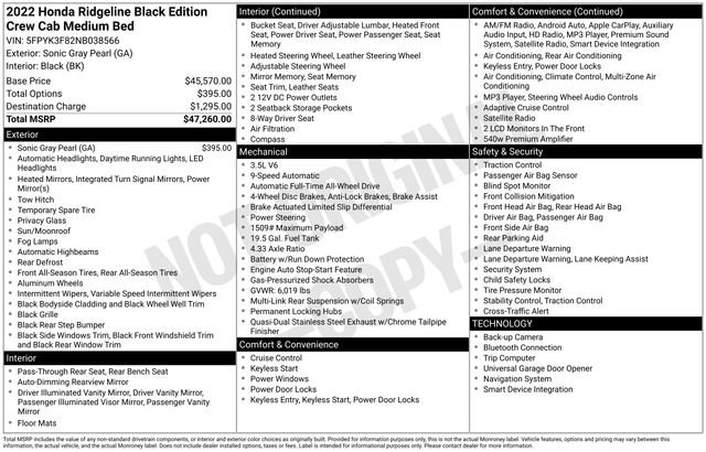 Used 2022 Honda Ridgeline Black Edition image 32