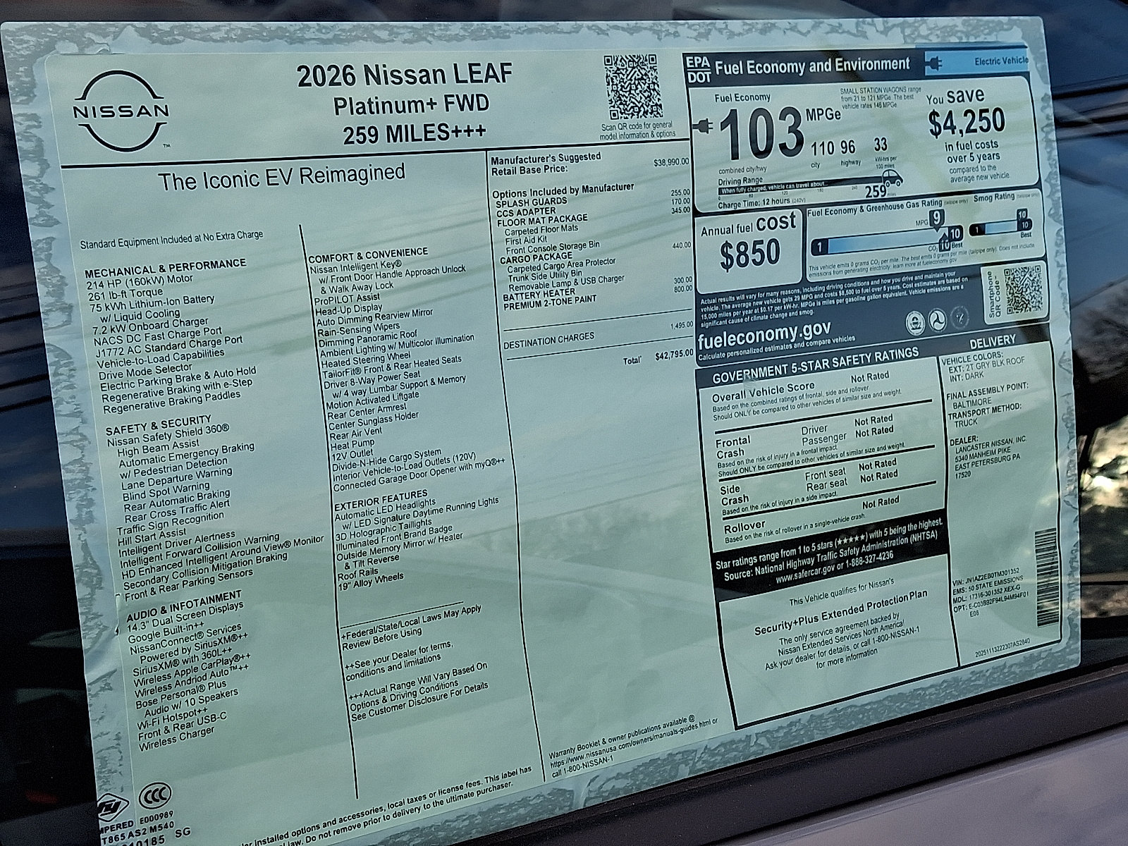 New 2026 Nissan Leaf Platinum+ w/ Cargo Package (Platinum+) FWD image 6