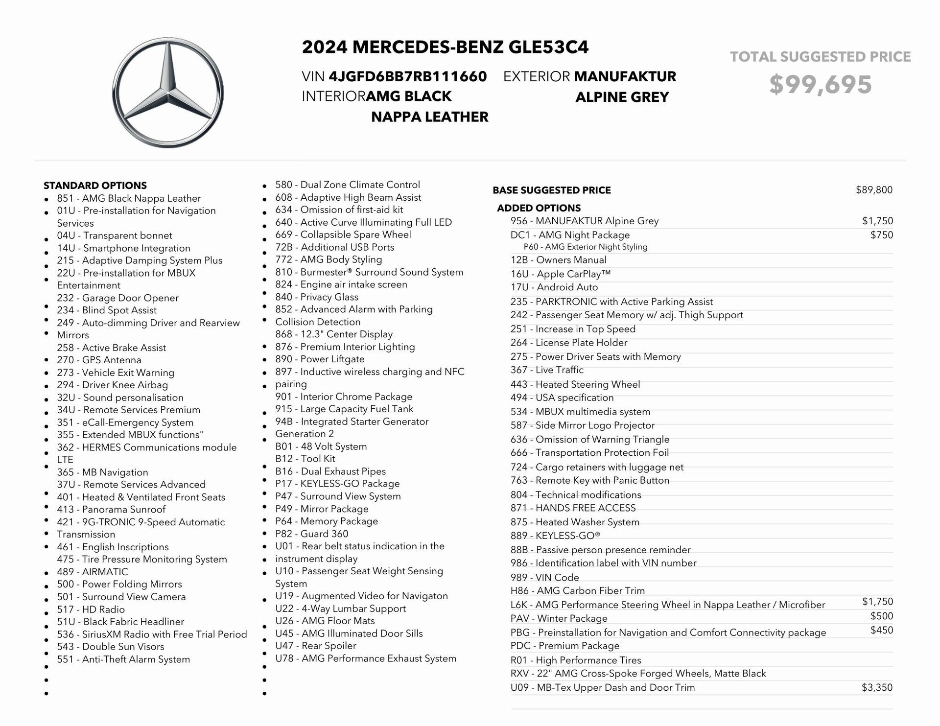 Used 2024 Mercedes-Benz GLE 53 AMG 4MATIC Coupe image 96