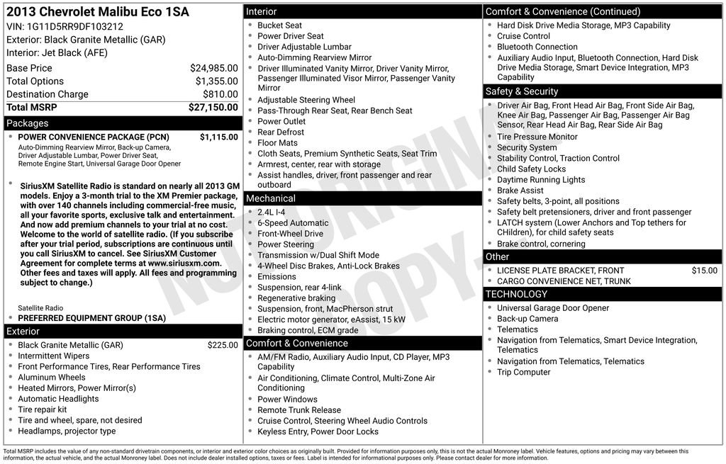 Used 2013 Chevrolet Malibu Eco w/ Power Convenience Package FWD image 15