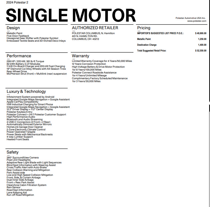Used 2024 Polestar Polestar 2 RWD image 4