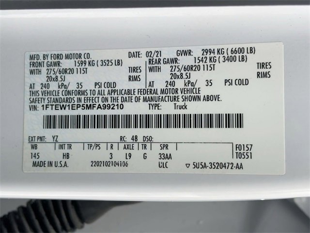 Used 2021 Ford F150 Lariat w/ Equipment Group 502A High image 34