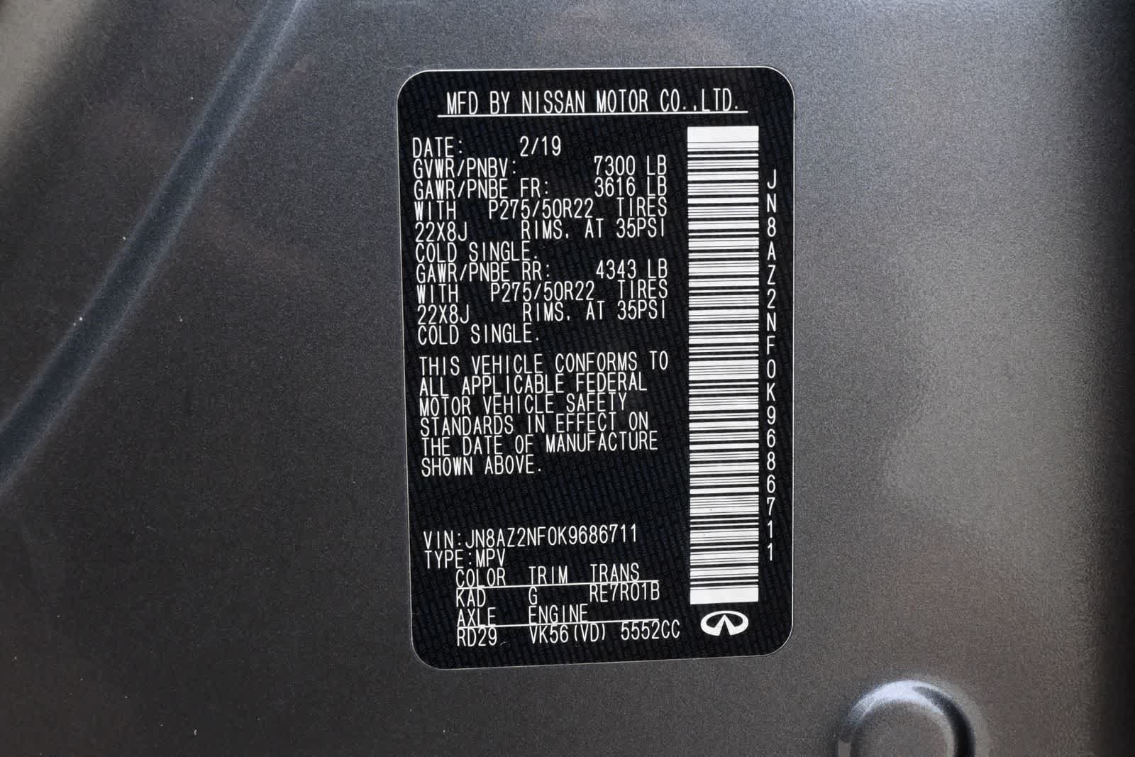 Used 2019 INFINITI QX80 Luxe w/ Proactive Package RWD image 27