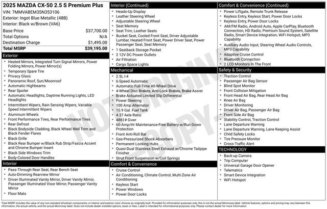 Certified 2025 MAZDA CX-50 AWD 2.5 S w/ Premium Plus Pkg image 39