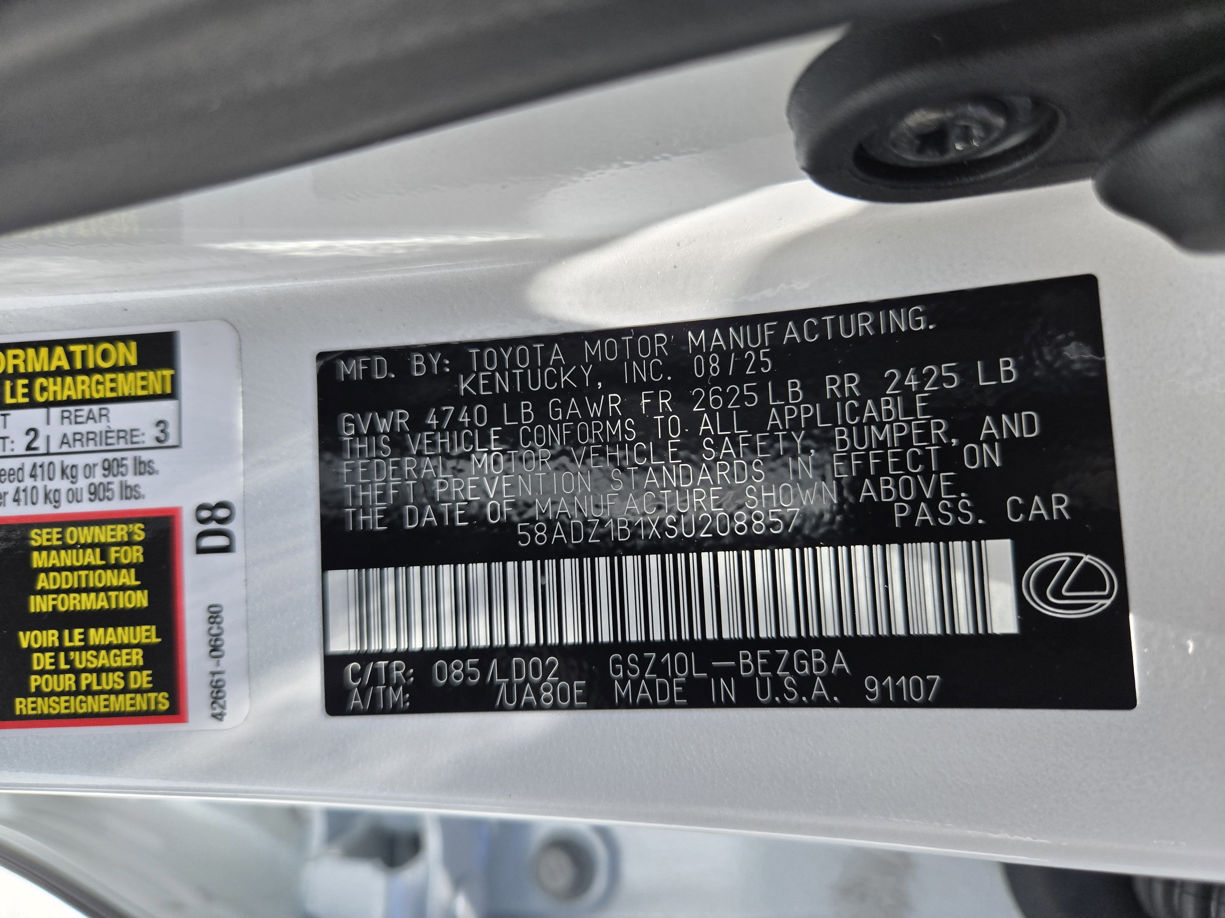 Certified 2025 Lexus ES 350 w/ Premium Package FWD image 31