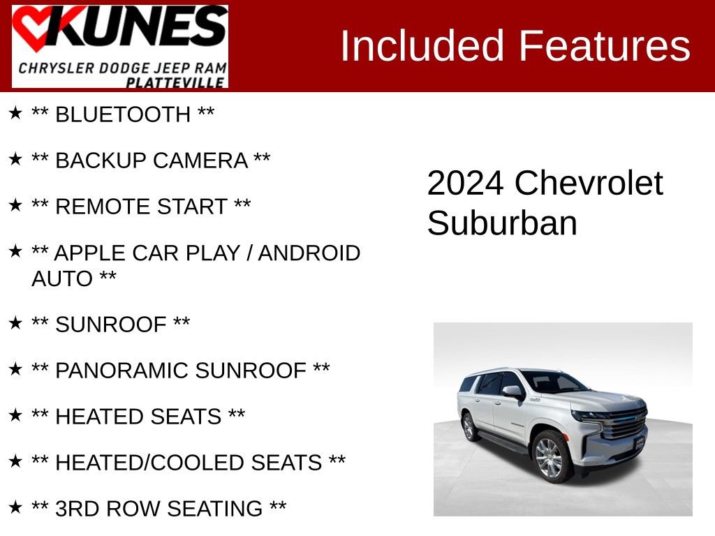 Used 2024 Chevrolet Suburban High Country w/ Max Trailering Package AWD/4WD image 2