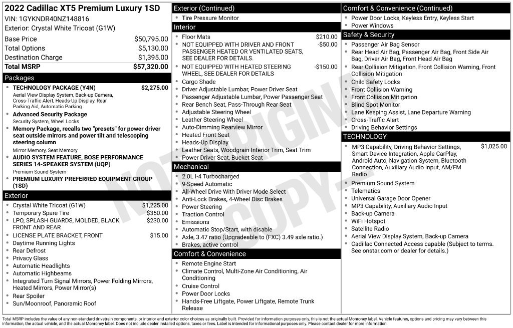 Used 2022 Cadillac XT5 Premium Luxury w/ Technology Package AWD/4WD image 47