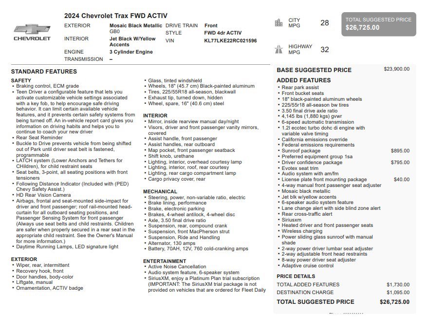 Certified 2024 Chevrolet Trax ACTIV w/ Sunroof Package FWD image 34
