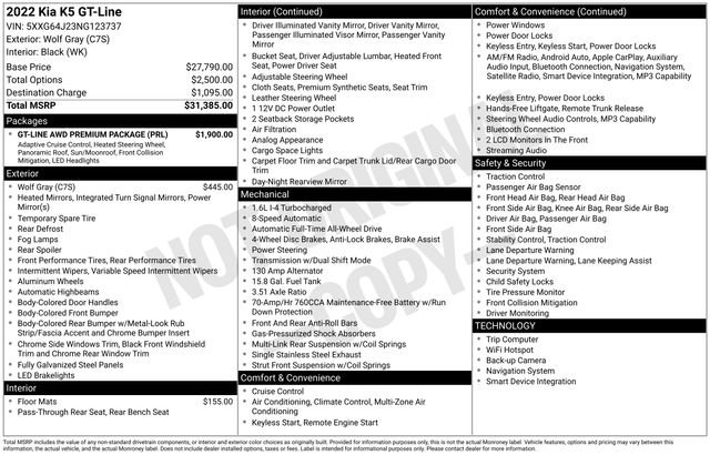 Certified 2022 Kia K5 GT-Line w/ GT-Line Awd Premium Package image 15