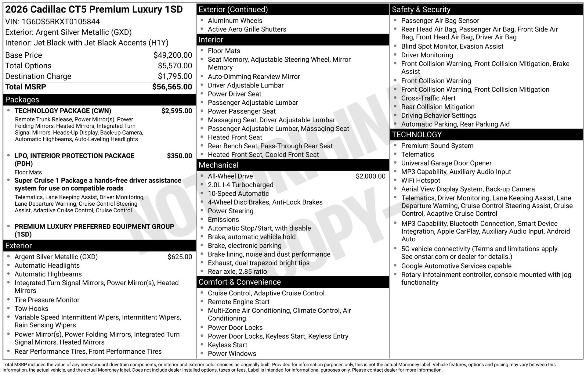 Certified 2026 Cadillac CT5 Premium Luxury w/ Technology Package AWD/4WD image 47
