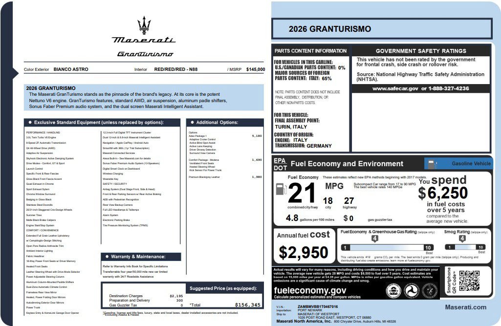 New 2026 Maserati GranTurismo Modena AWD/4WD image 22