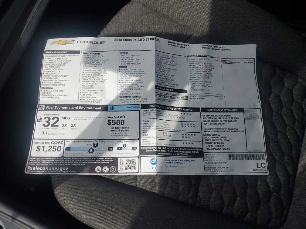 Used 2018 Chevrolet Equinox LT w/ Sun & Infotainment Package AWD/4WD image 16