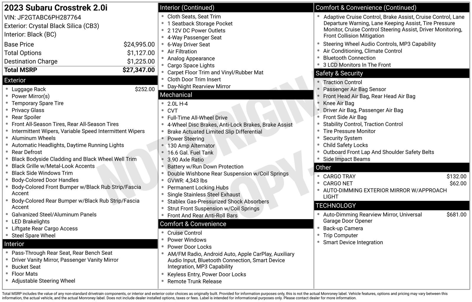 Used 2023 Subaru Crosstrek 2.0i image 2