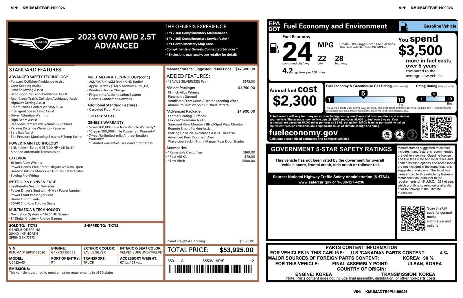 Certified 2023 Genesis GV70 2.5T Advanced w/ Advanced Package image 3