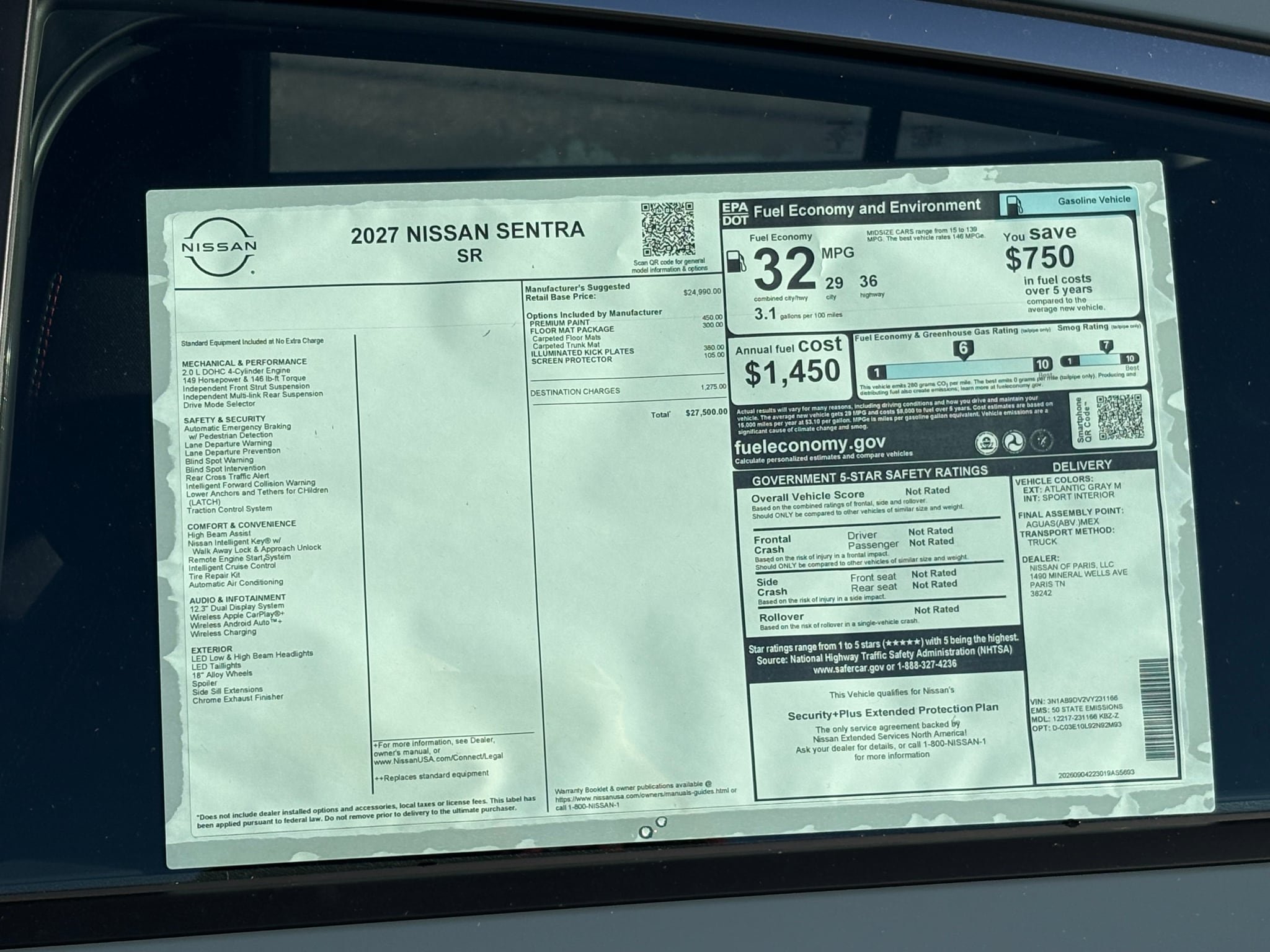 New 2027 Nissan Sentra SR w/ Floor Mat Package FWD image 29