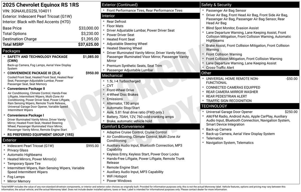 Used 2025 Chevrolet Equinox RS w/ Safety and Technology Package image 9