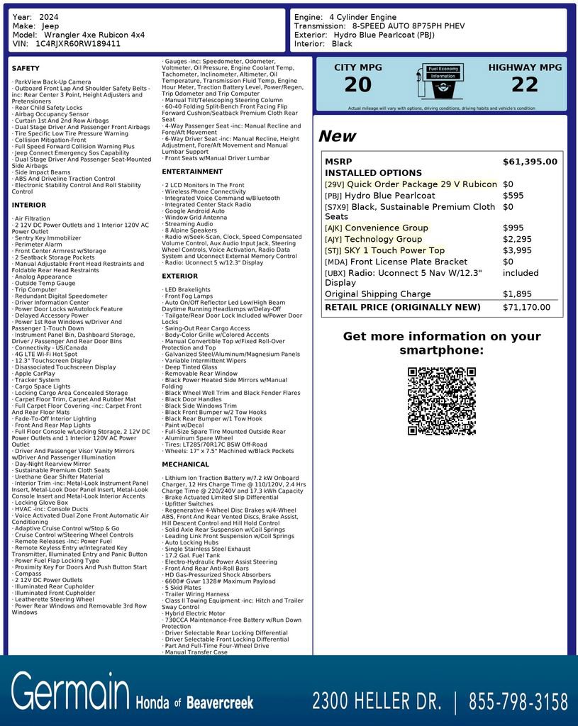 Used 2024 Jeep Wrangler Unlimited Rubicon 4xe w/ Technology Group image 34