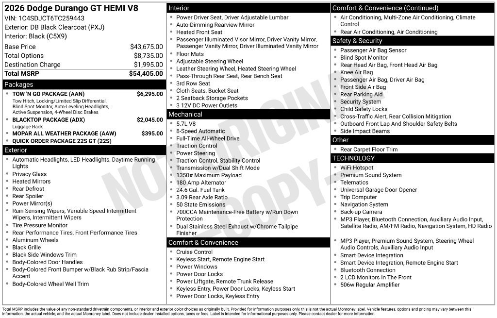 Certified 2026 Dodge Durango GT w/ Tow 'N Go Package AWD/4WD image 26