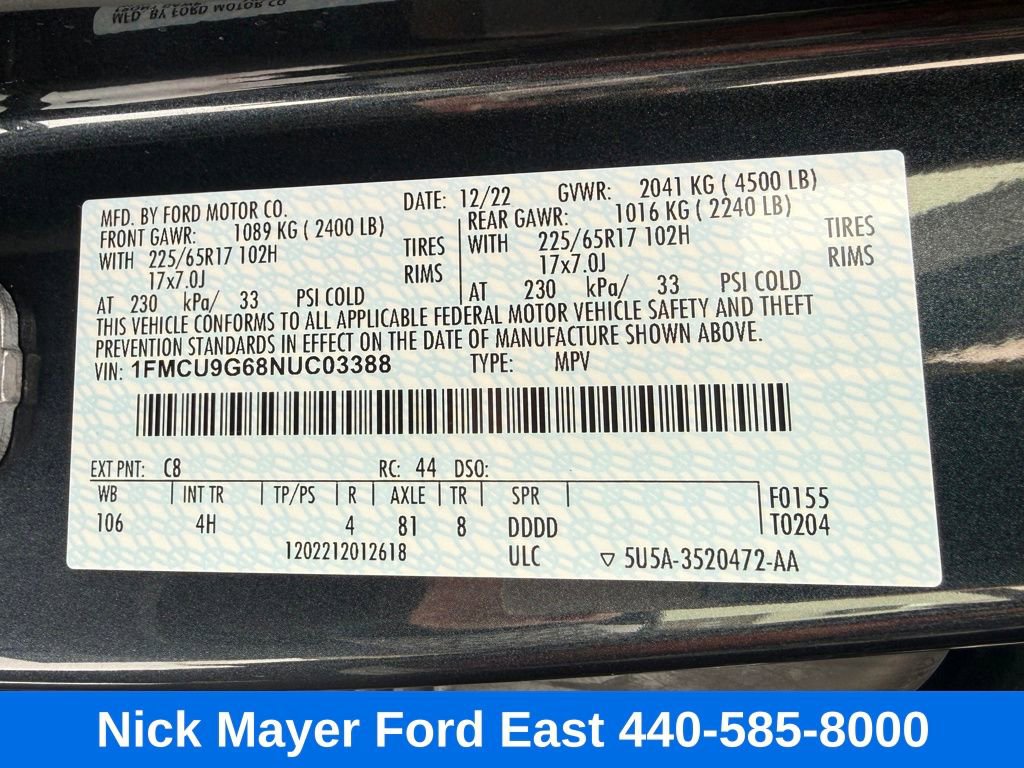 Used 2022 Ford Escape SE image 24