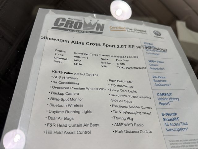 Certified 2021 Volkswagen Atlas Cross Sport SE w/ Panoramic Sunroof Package AWD/4WD image 40