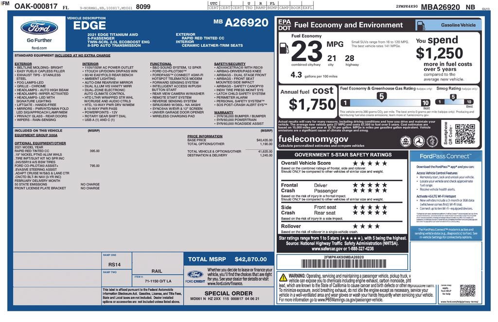 Used 2021 Ford Edge Titanium AWD/4WD image 6