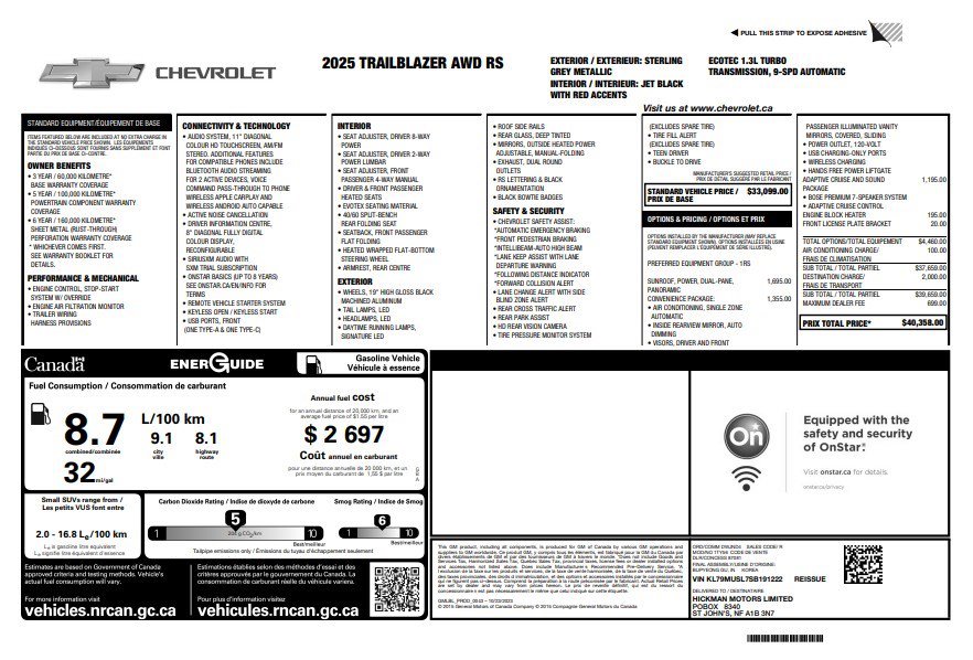 Certified 2025 Chevrolet TrailBlazer RS w/ Convenience Package image 33