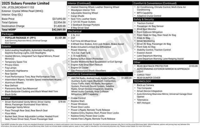 Used 2025 Subaru Forester Limited w/ Popular Package #1 image 33