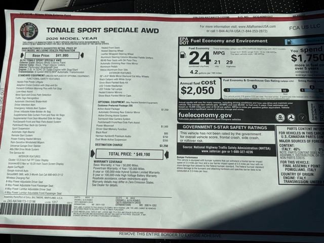 New 2026 Alfa Romeo Tonale w/ Active Assist Package AWD/4WD image 48