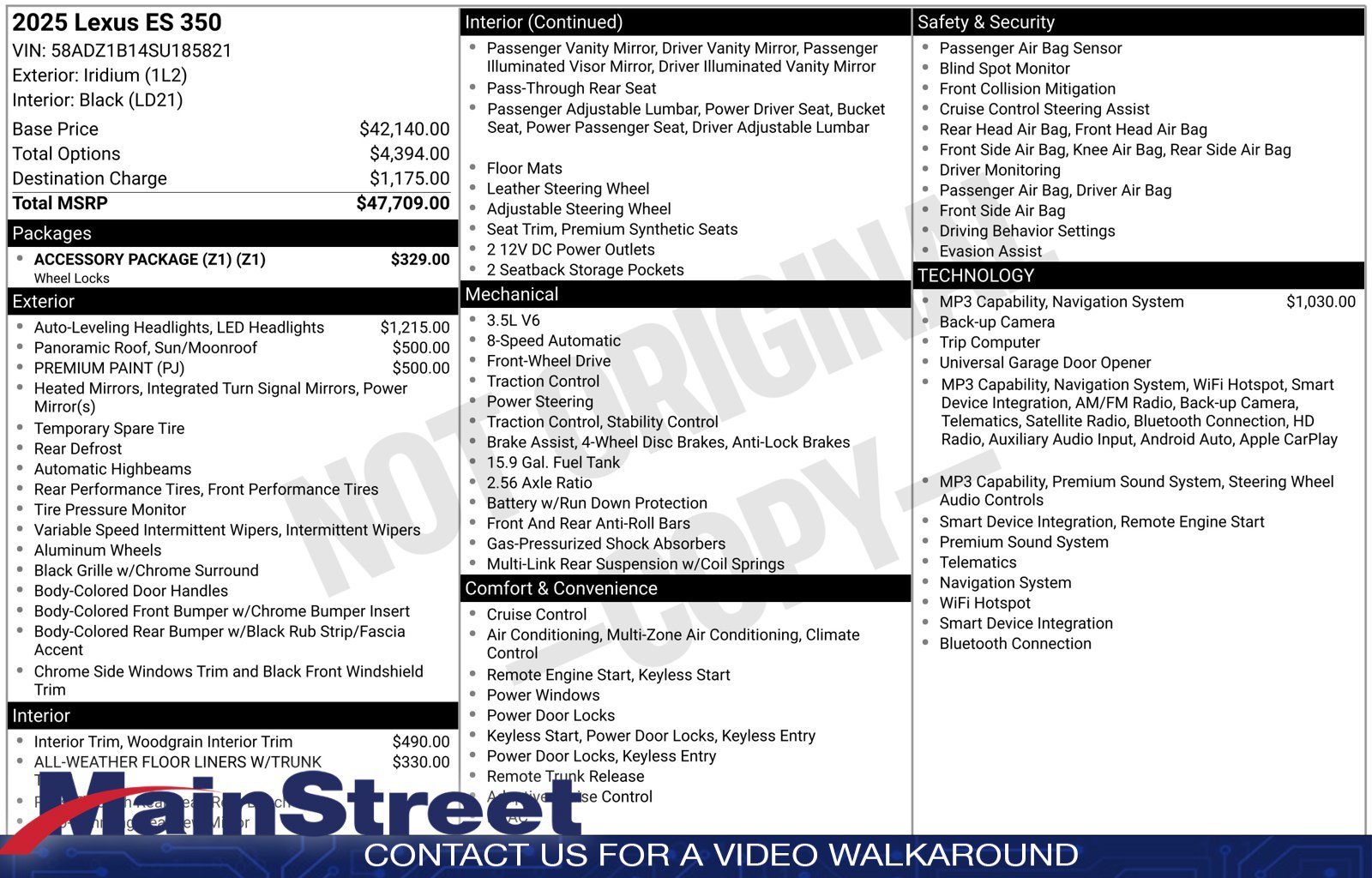 Used 2025 Lexus ES 350 w/ Accessory Package (Z1) FWD image 36