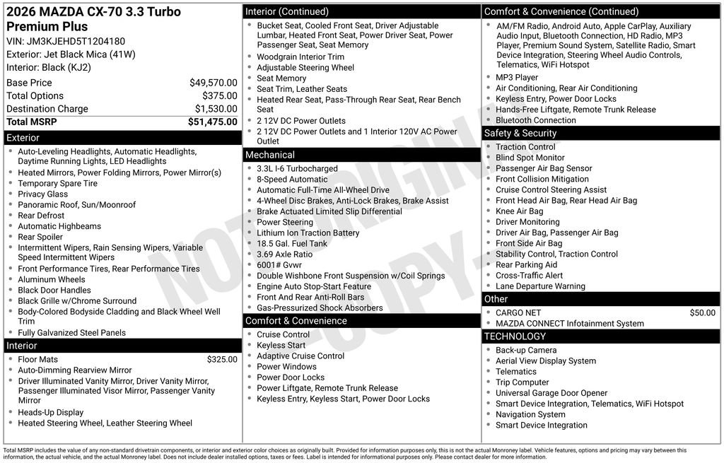 New 2026 MAZDA CX-70 3.3 Turbo w/ Premium Plus Pkg image 4