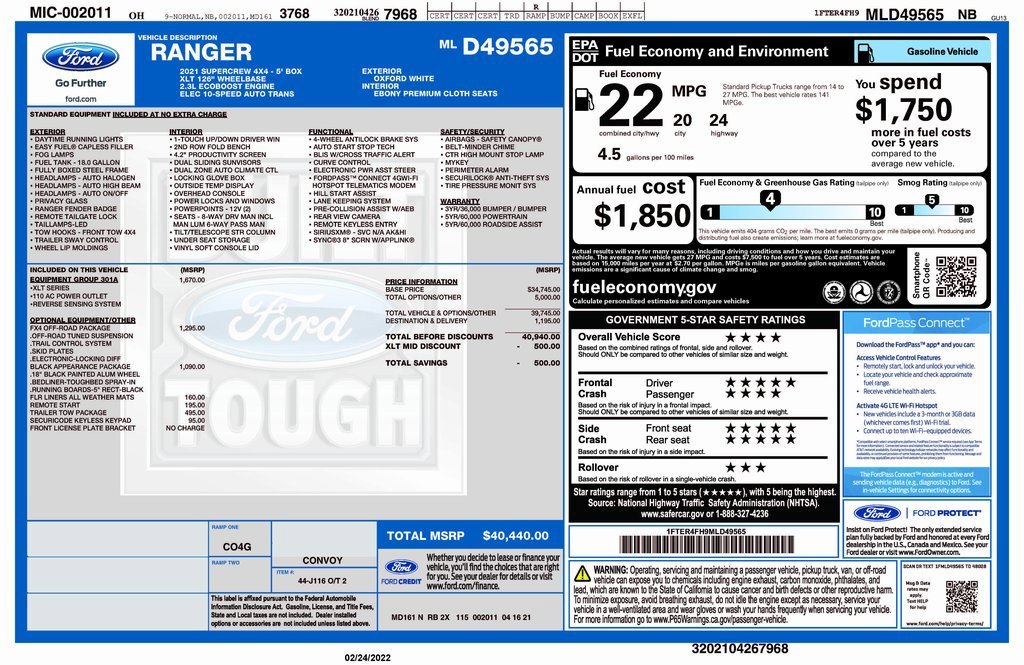 Used 2021 Ford Ranger XLT w/ Equipment Group 301A Mid image 4