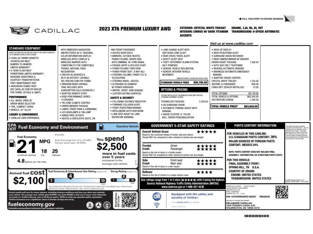 Certified 2023 Cadillac XT6 Premium Luxury w/ Technology Package AWD/4WD image 9