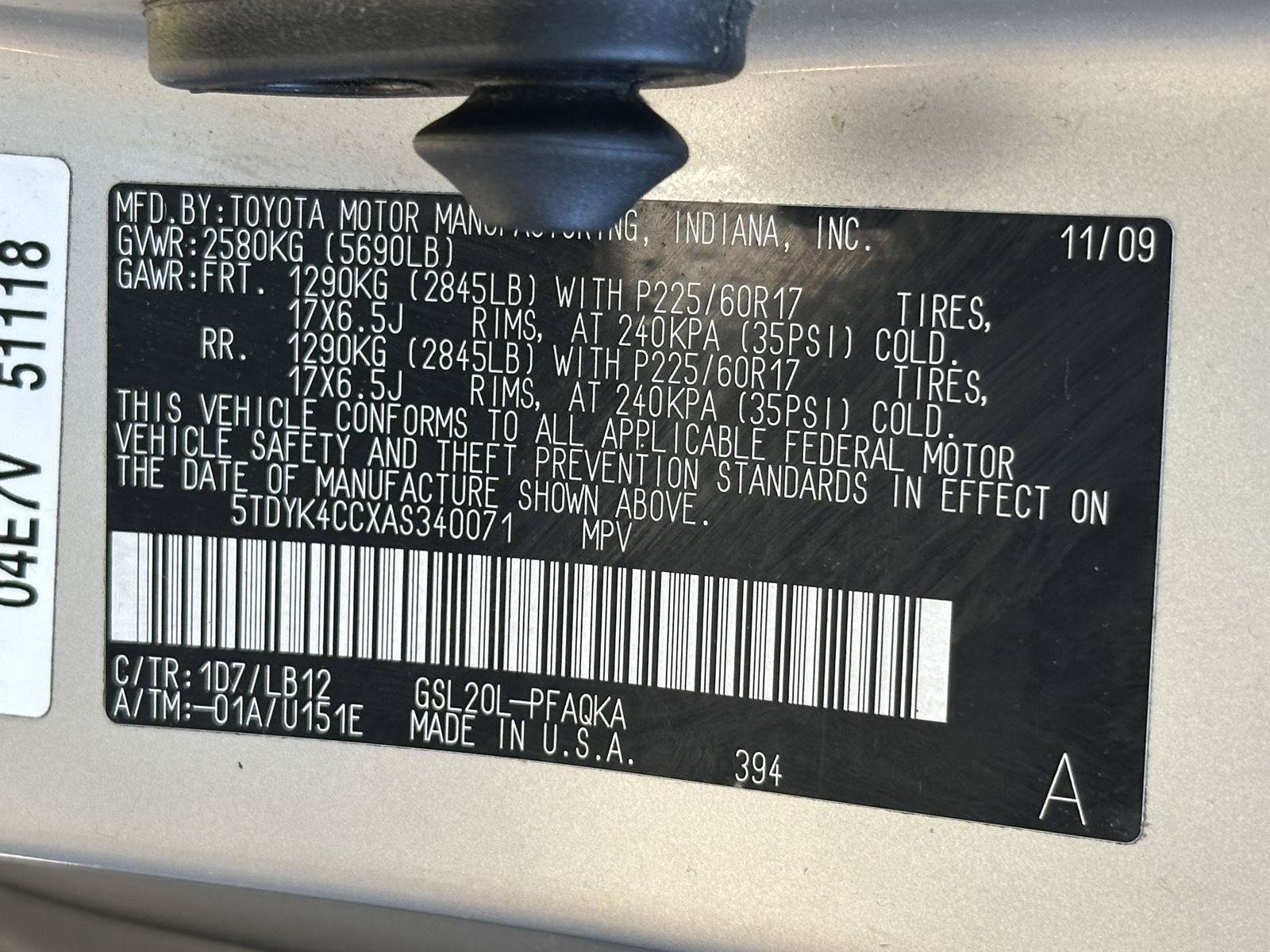 Used 2010 Toyota Sienna XLE FWD image 15