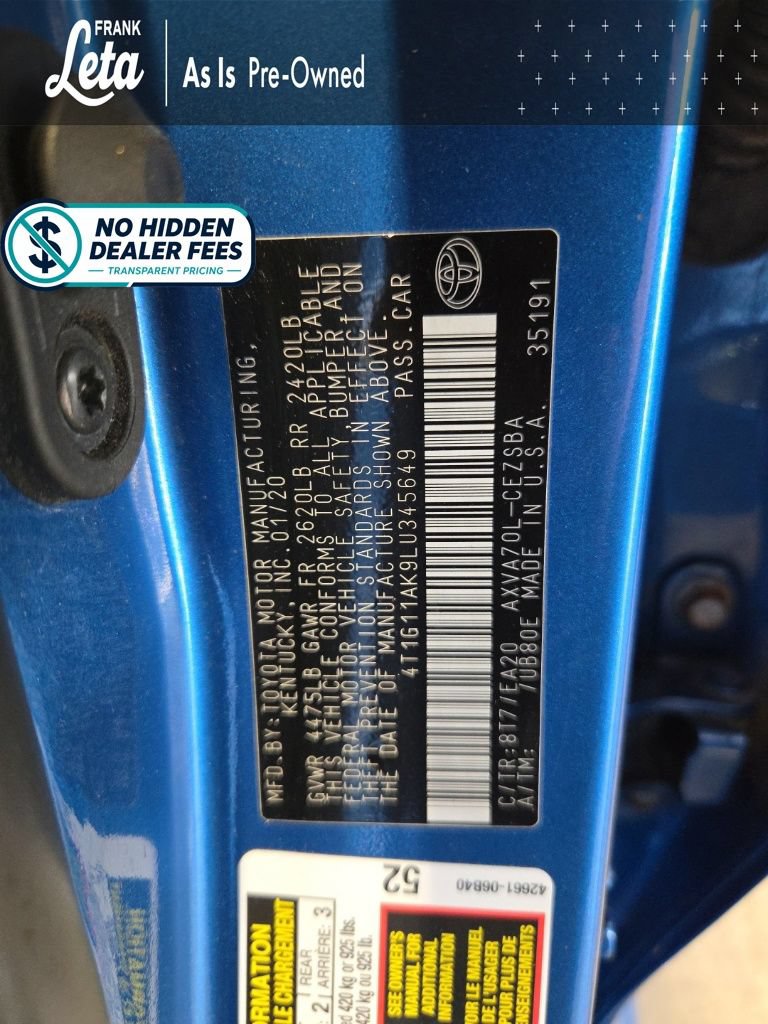 Used 2020 Toyota Camry SE FWD image 26
