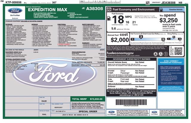 Certified 2018 Ford Expedition Max Limited w/ Equipment Group 301A AWD/4WD image 3