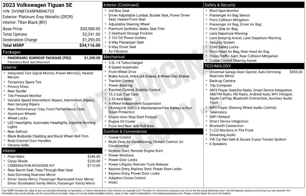 Certified 2023 Volkswagen Tiguan SE w/ Panoramic Sunroof Package FWD image 8