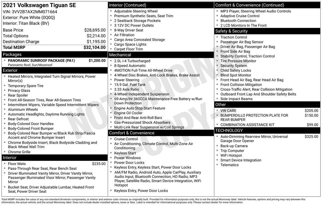 Used 2021 Volkswagen Tiguan SE w/ Panoramic Sunroof Package image 36