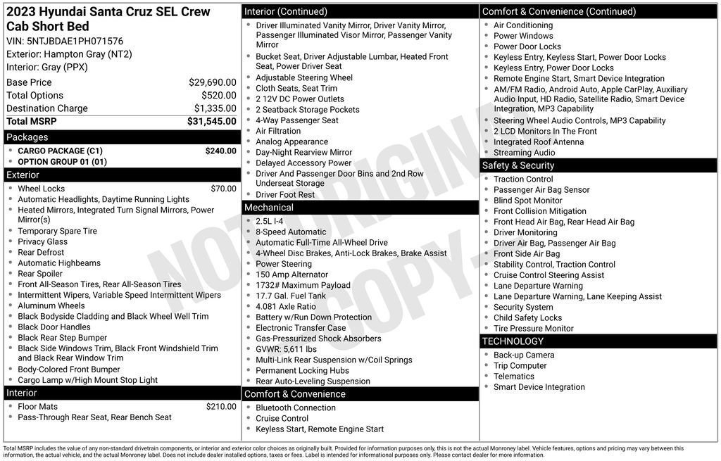 Used 2023 Hyundai Santa Cruz SEL w/ Cargo Package AWD/4WD image 14