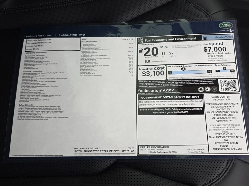 New 2026 Land Rover Defender 110 S image 35