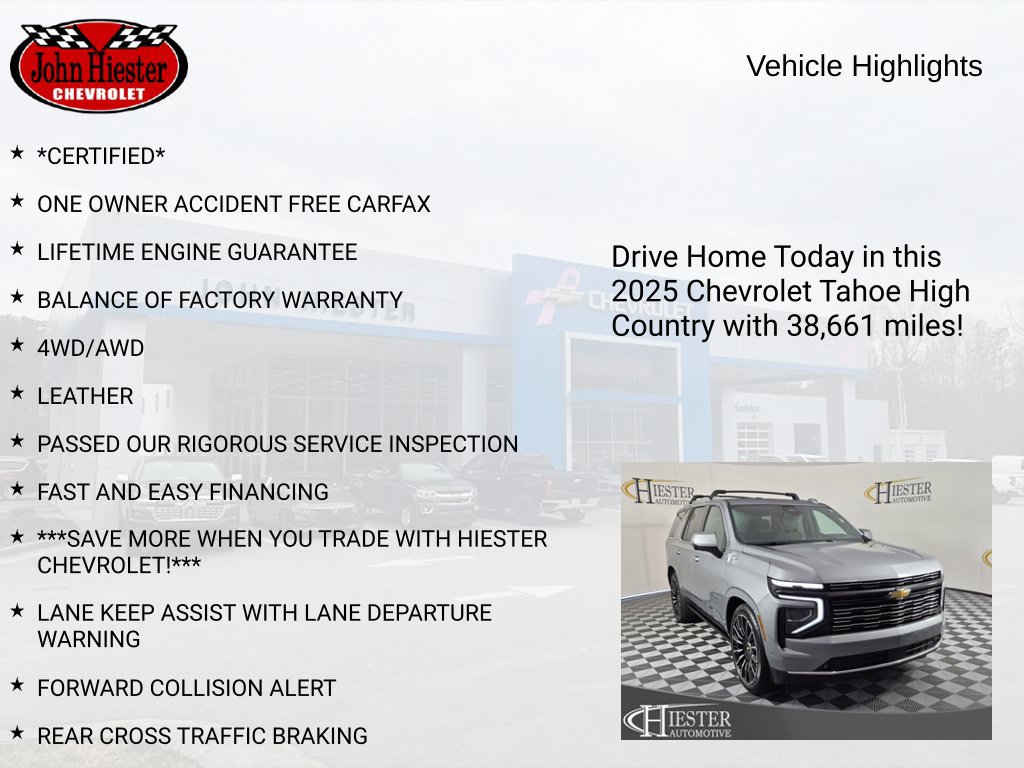 Certified 2025 Chevrolet Tahoe High Country AWD/4WD image 6