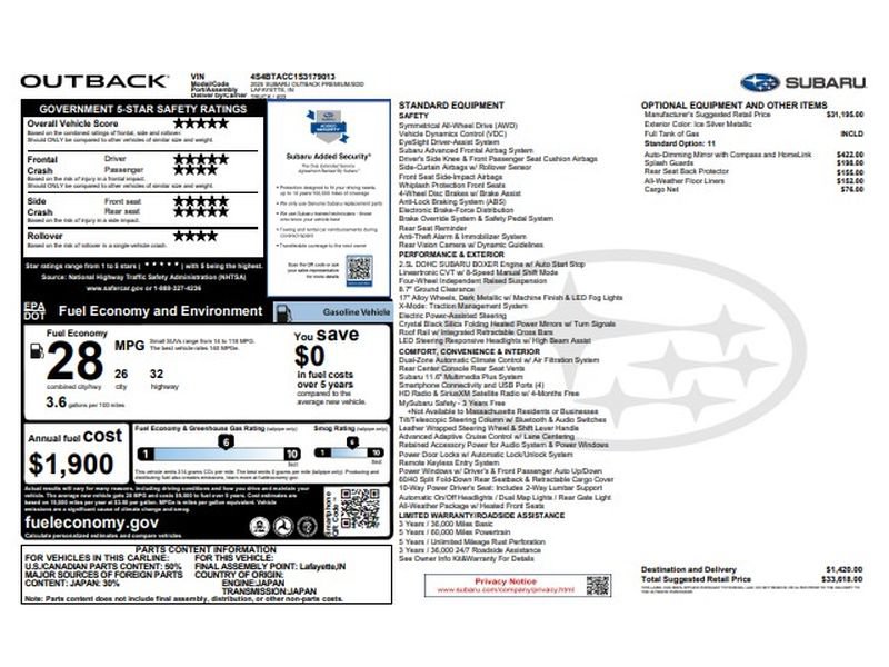 Used 2025 Subaru Outback Premium AWD/4WD image 9