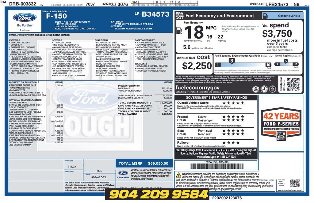Used 2020 Ford F150 King Ranch w/ Equipment Group 601A Luxury AWD/4WD image 37