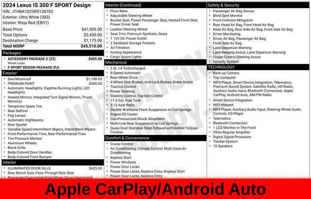 Used 2024 Lexus IS 300 F Sport w/ Accessory Package 2 RWD image 69