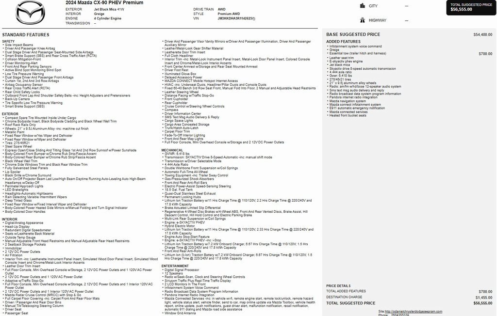 Certified 2024 MAZDA CX-90 Plug-In Hybrid w/ Premium Pkg image 33