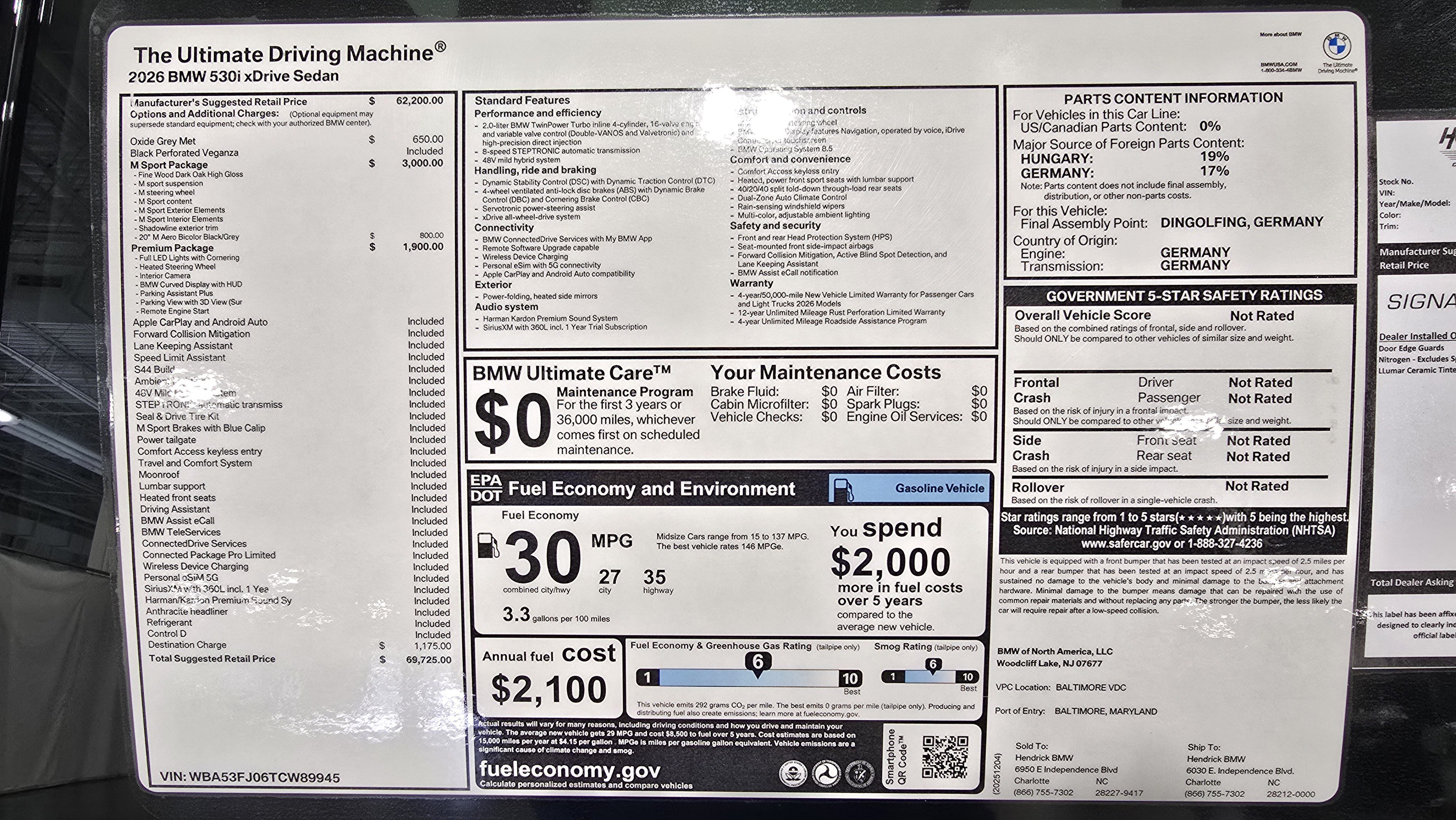 Used 2026 BMW 530i xDrive w/ M Sport Package AWD/4WD image 31