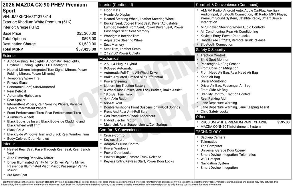 New 2026 MAZDA CX-90 Plug-In Hybrid w/Premium Sport image 4