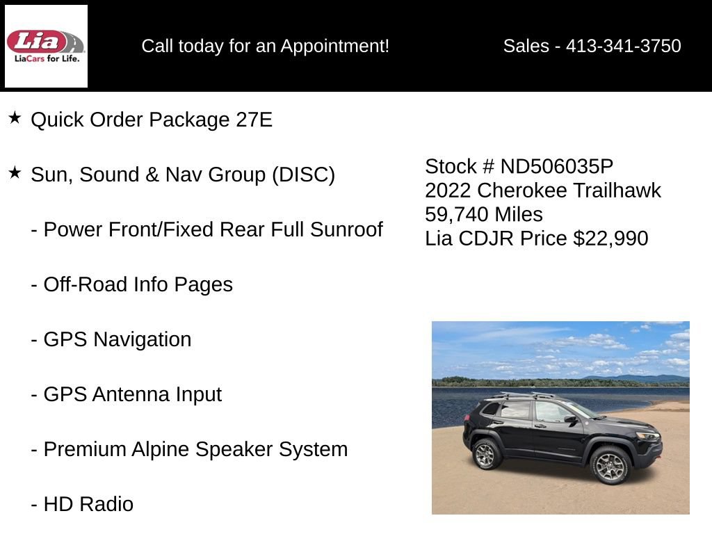 Used 2022 Jeep Cherokee Trailhawk w/ Sun, Sound & Nav Group AWD/4WD image 6
