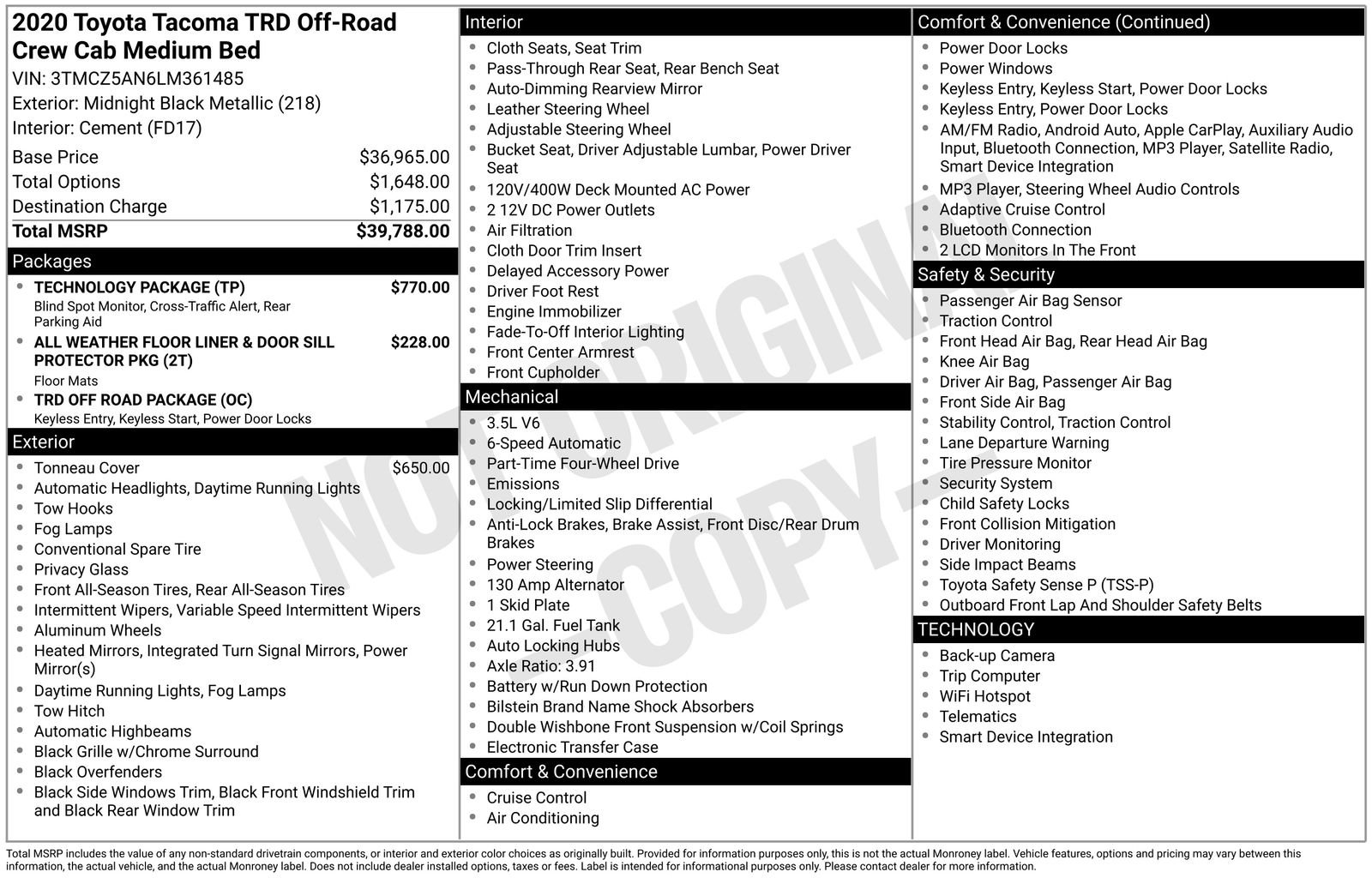 Used 2020 Toyota Tacoma TRD Off-Road w/ Technology Package image 6